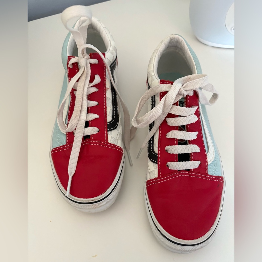 Vans Old Skool Sz 3 Kids Red and White Sneakers